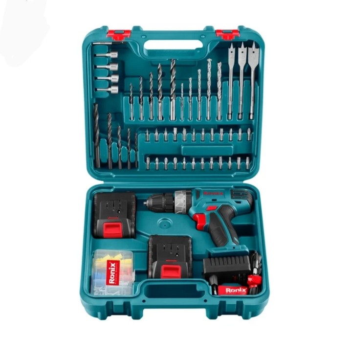 کیت دریل شارژی چکشی 18 ولت ۵۳ پارچه رونیکس مدل RS-8019