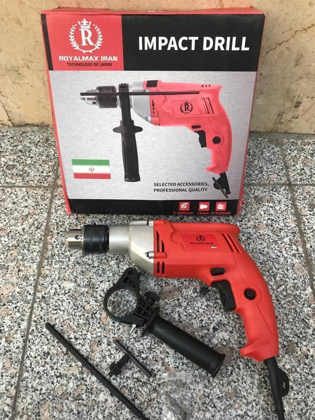 دریل ۱۳ گیربکسی چکشی نیم تنه فلزی ۱۰۰۰ وات رویال مدل GTR1000W