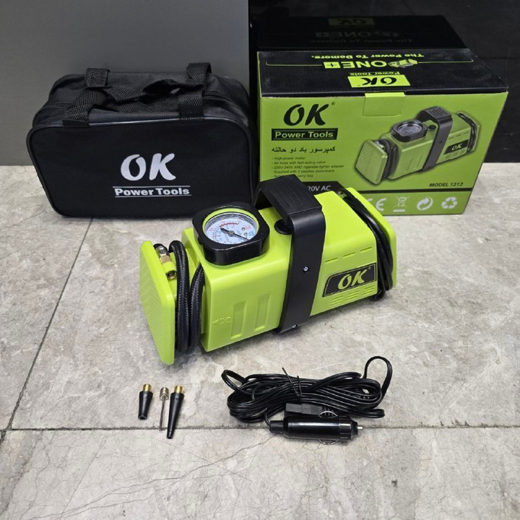 کمپرسور فندکی 2 حالته ماشین و برق شهری OK مدل 1212