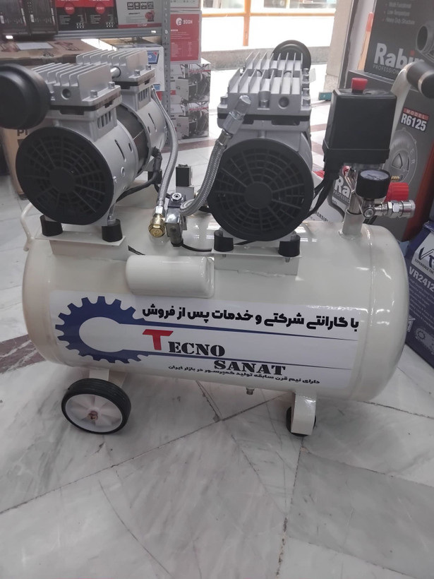 کمپرسور 50 لیتری سایلنت دو موتوره چهار سیلندر تکنو صنعت مدل WP-1500