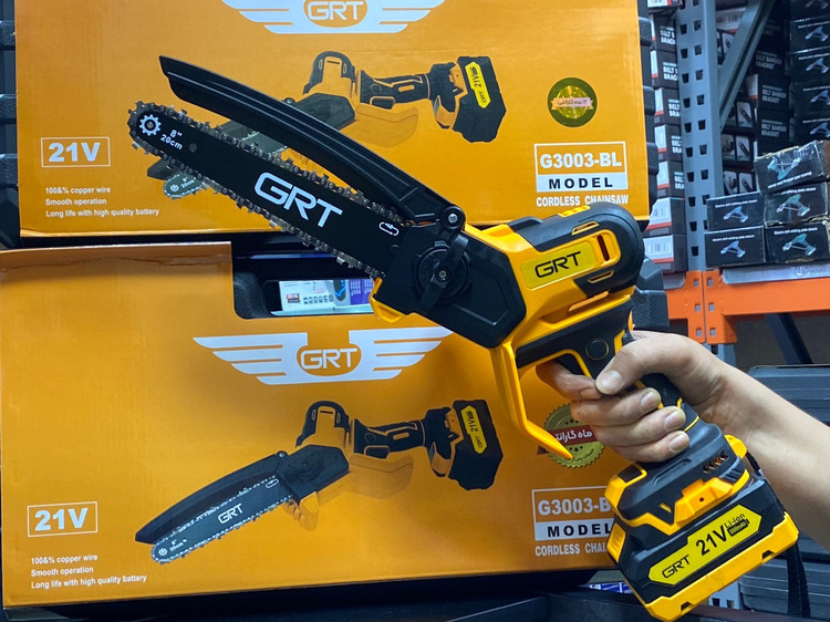 اره زنجیری شارژی ۲۰ سانت براشلس دو باتری GRT مدل G3003-BL