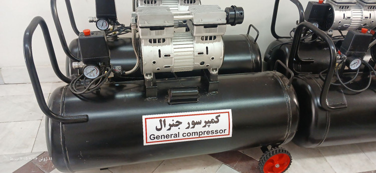 کمپرسور باد ۱۰۰ لیتری سایلنت ۷۵۰ وات با شیربرقی جنرال مدل G100S