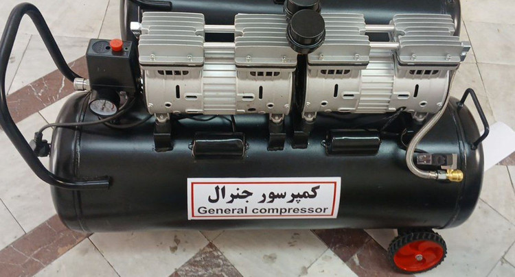 کمپرسور باد ۱۰۰ لیتری سایلنت ۲ موتور ۱۵۰۰ وات با شیربرقی جنرال مدل G100S-2