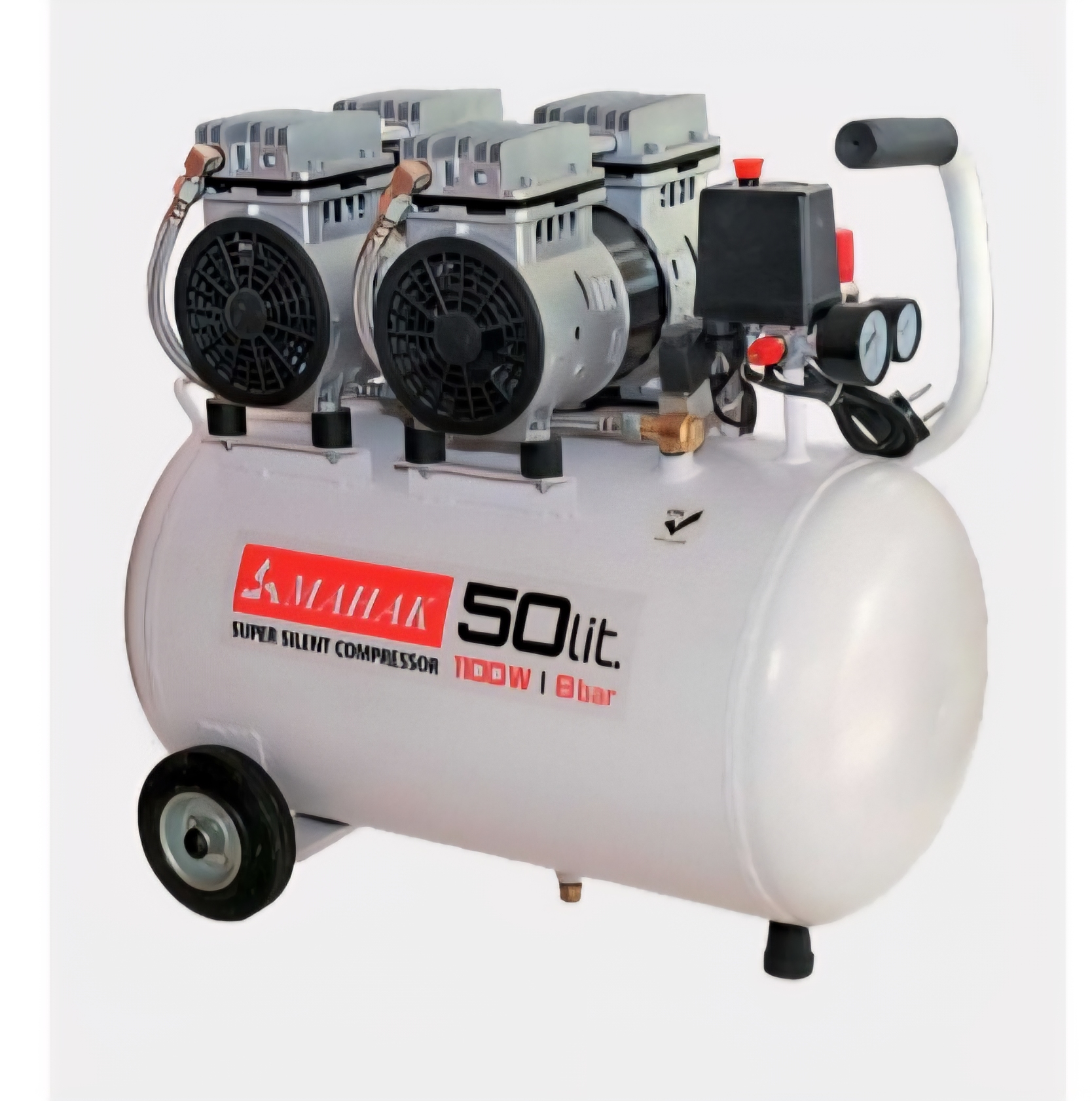 کمپرسور باد ۵۰ لیتری سایلنت ۱۱٠٠ وات دو موتوره محک مدل HSU1100-50L