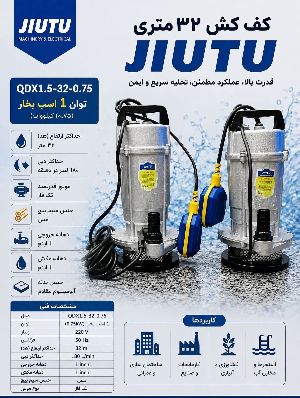 کفکش ۳۲ متری ۱ اینچ جیوتو مدل QDX1.5-32-0.75