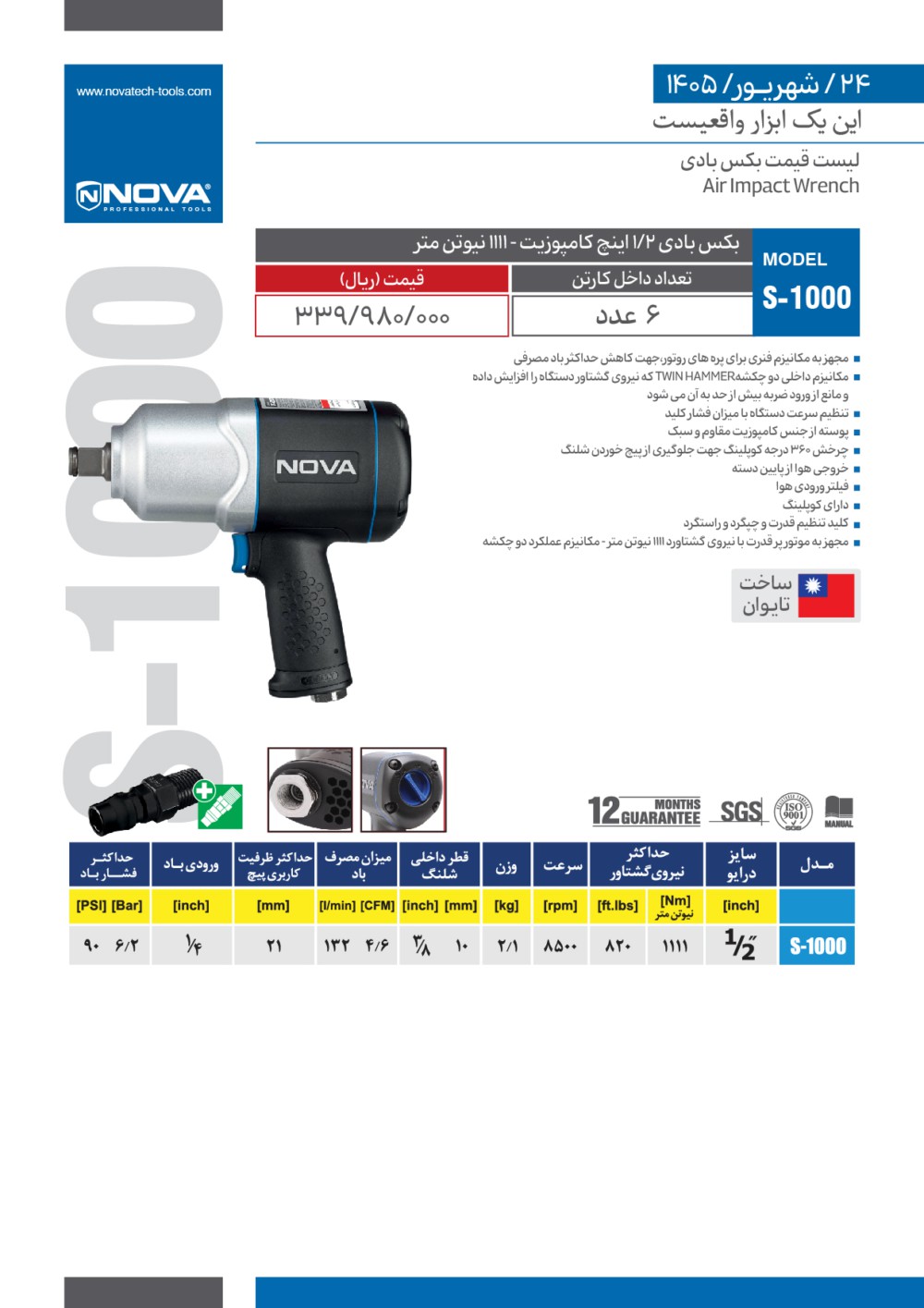 بکس بادی 1111 نیوتن نووا سایز ۱/۲ اینچ کامپوزیت مدل S-1000