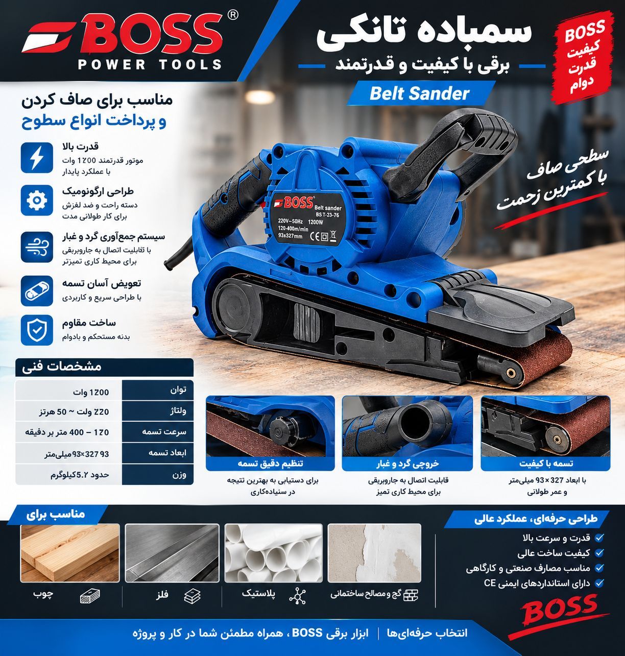 دستگاه سنباده تانکی ۲۰۰۰ وات باس مدل SIT-ZS-76